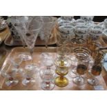 Tray of glassware to include; Royal Crystal Rock cocktail glasses, various liqueur glasses; some