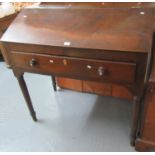 19th Century Welsh oak fall front clerks desk, having single drawer standing on ring turned baluster