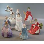 Seven Royal Doulton bone china figurines, all in original boxes, to include: 'Joy', 'Valerie', '