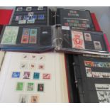 Box and album with mostly Commonwealth stamps, mint and used, including, India, New Zealand and