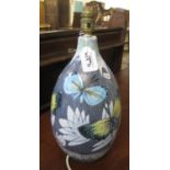 Tilgmans Keramik Swedish mid century pottery table lamp base, overall with flowers and butterfly