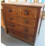 Victorian mahogany and walnut straight front chest of two short and three long drawers. (B.P.