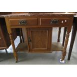 Edwardian satinwood marble top wash stand. (B.P. 21% + VAT)