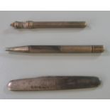 A silver penknife with two steel blades, engraved 18th June 1901, an S Mordan & Co white metal (