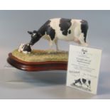 Border Fine Arts Holstein Freisan Cow and Calf sculpture on wooden base, Ltd Edition of 10750,