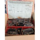 A vintage Hornby tin plate clockwork train set in original distressed box, marked 'Train No. 1'. (