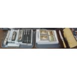 Two trays of various items to include: boxed Walker & Hall Sheffield cutlery, boxed Pimpernel