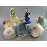 Six Royal Doulton bone china figurines, to include: 'The Ballerina', 'Annabel', 'Eleanor', 'Spring