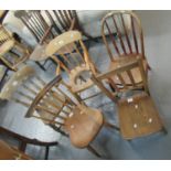 Collection of five late 19th early 20th century child's/dolls chairs, to include: painted hoop and