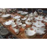 Four trays of Royal Albert English fine bone china 'Old Country Roses' design tea and dinnerware