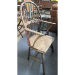 Primitive painted ash and possibly elm 'Windsor' spindle back arm chair. (B.P. 21% + VAT)