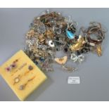 Box of vintage and other costume jewellery to include; earrings, brooches, dress rings, watches etc.