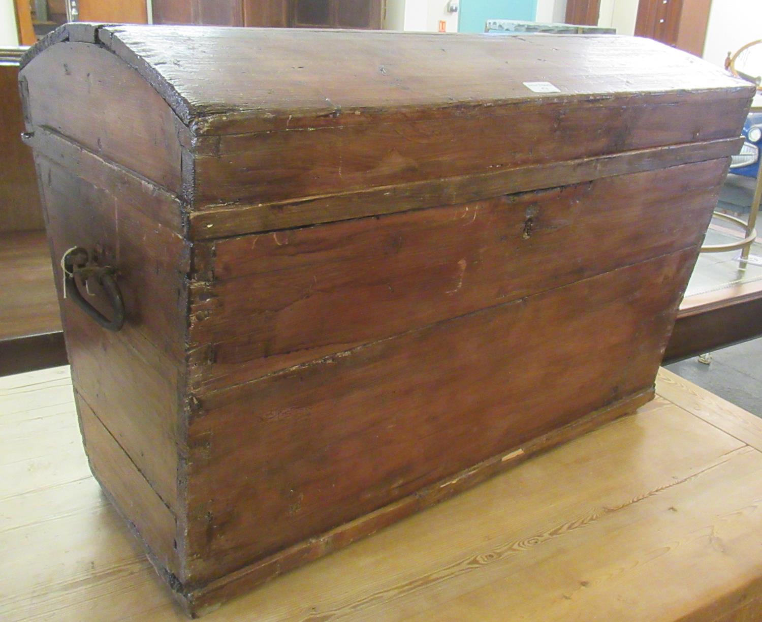 Vintage pine dome top two handled trunk. (B.P. 21% + VAT)