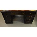 Late 19th early 20th century stained mahogany solicitor's partners desk. (B.P. 21% + VAT)