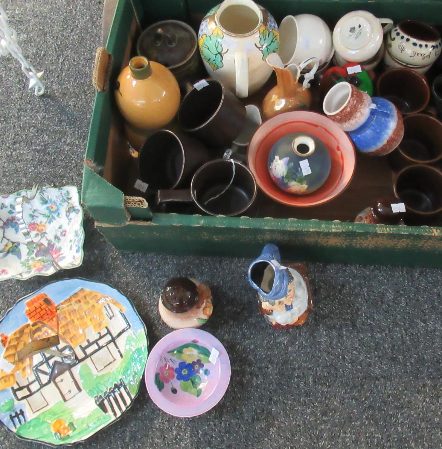 Two boxes of assorted china to include: various preserve jars; Royal Staffordshire, Price etc, - Image 2 of 2