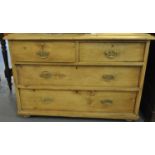 Late Victorian pine farmhouse straight front chest of two short and two long drawers. 98x48x68cm