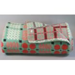 Pale green ground vintage Welsh tapestry woollen blanket with traditional Caernarfon pattern. (B.