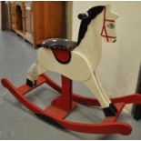 Mid century painted wooden child's rocking horse with leather seat. (B.P. 21% + VAT)