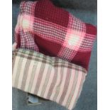 Two vintage woollen blankets: one check honeycomb and the other striped. (2) (B.P. 21% + VAT)