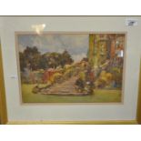 Francis Browne Tighe, 'Terrace steps Normanhurst, West Sussex 1907', watercolours. Framed and