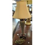 Modern wooden table lamp, the base in the form of a pineapple with shade. (B.P. 21% + VAT)