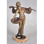 Peter Tereszczuk, a bronze figure of a young girl with a net and a basket of fish, on marble base.