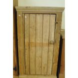 Late Victorian pine single door blind panelled free standing cupboard, now converted to a wardrobe