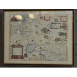 Coloured print map of Russia and Ukraine, framed and glazed. 36x45cm approx. (B.P. 21% + VAT)