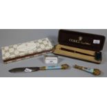 Gucci accessory collection: 'Firenze' fountain pen in original box together with floral enamel and
