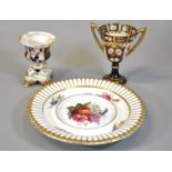 Royal Crown Derby porcelain Imari two handled tapering vase of goblet shape. Together with a 19th