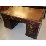 Late 19th early 20th century stained mahogany solicitor's partners desk. (B.P. 21% + VAT)