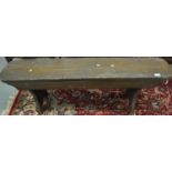 Rustic stained pine bench with shaped sides. (B.P. 21% + VAT)