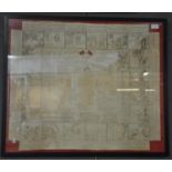 Fulton's Military handkerchief, patent No. 10774. 65x78cm approx. Framed and glazed. Together with a