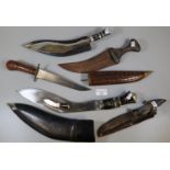Two Nepalese Kukri and three other knives, Middle Eastern etc. (5) (B.P. 21% + VAT)