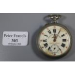 Silver plated pocket watch with subsidiary seconds dial, 'Petit fils Roskopf'. (B.P. 21% + VAT)