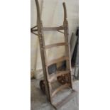 Vintage wooden and metal railway/sack truck on wheels. (B.P. 21% + VAT)