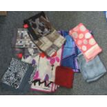 Box of vintage silk scarves to include: three Oscar de la Renta, Rozier, Ungaro, Radley, Vineetaz,