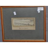 Victorian pure silk woven Stevengraph of rowers entitled 'Are You Ready?' 9x17cm approx. Framed