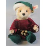 Modern Steiff teddy bear, 'Santa's Elf' beige, 20cm in original box with COA. (B.P. 21% + VAT)