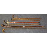 Collection of vintage walking sticks, together with an ice axe. (6) (B.P. 21% + VAT)