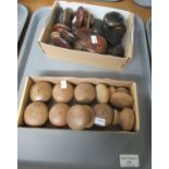 Two boxes containing wooden turned furniture handles and door knobs. (2) (B.P. 21% + VAT)