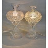 Two similar Waterford crystal hob nail cut baluster table lamps, one with its box. (2) (B.P. 21% +