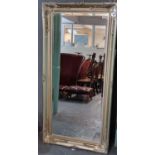 Large rectangular mirror with bevelled plate and silvered frame. 160x76cm approx. (B.P. 21% + VAT)