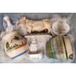Box of china, to include: Devon/Torquay ware large jugs, Aynsley etc. (B.P. 21% + VAT)