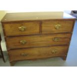 19th century mahogany straight front chest of two short and two long drawers on bracket feet. (B.