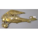 Unusual heavy brass model of a World War I Bi-plane with pilot marked 'Bulldog N142'. (B.P. 21% +