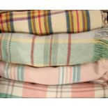 Box of four vintage woollen check blankets and carthen. (4) (B.P. 21% + VAT)
