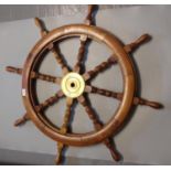 Modern hardwood and brass ship's wheel. (B.P. 21% + VAT)