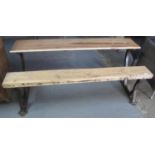 Early 20th century child's double desk/bench with cast iron frame. (B.P. 21% + VAT)