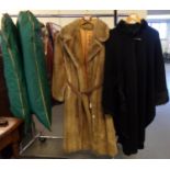 Vintage faux fur belted coat labelled 'Astraka, WWF collection, Tissavel fabric', together with a